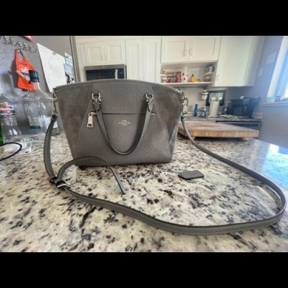 Coach Handbags - Coach Pewter Polished Pebble Leather Elise Satchel (79316)